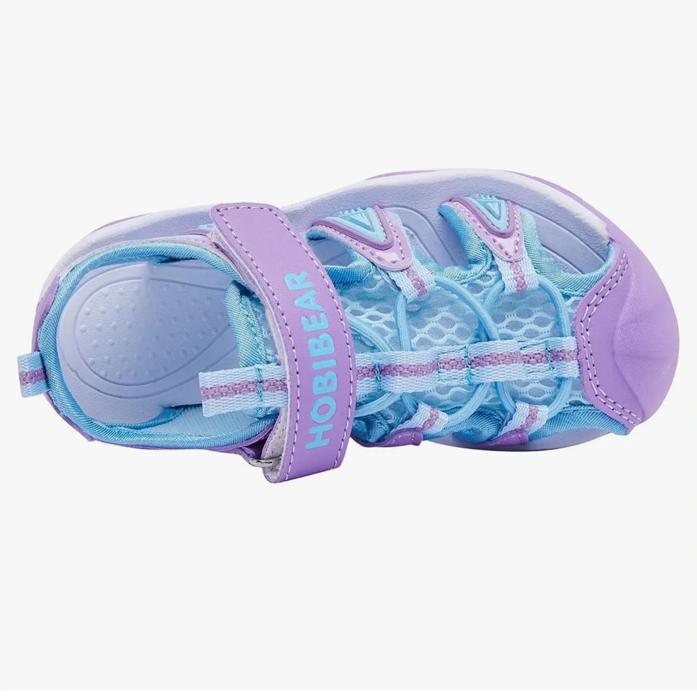 BODATU Girl Water Sandals Rubber Toddler Velcro Strap Walker Shoes 25 Purple 8.5